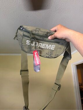 Supreme Olive Green Waist Sling Bag with Red Tag